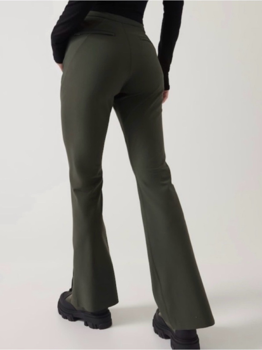 Athleta Stellar Flare Trouser Size 6 Petite Olive Green - Picture 2 of 15